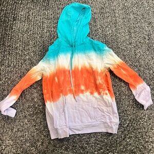No Boundaries Tie-Dye Hoodie - Blue, Orange, and White